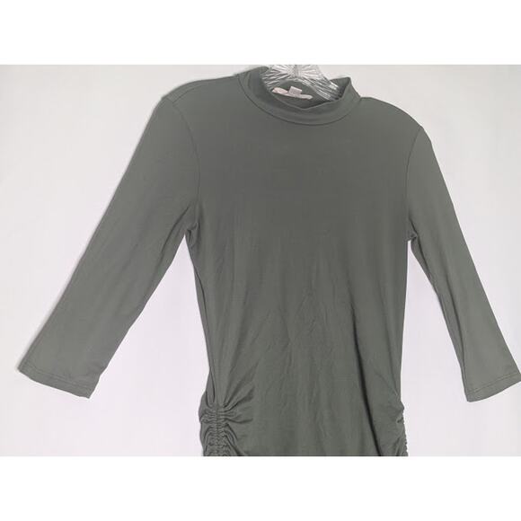 TIMING womens green bodycon mini size Medium dress Glam Flirty 3/4 sleeves - Picture 3 of 5